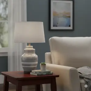 Large Gray Linen Modern Drum Lampshade, Neutral Fabric Shade for Table and Floor Lamps, Contemporary Lighting Accent for Living Room or Bedroom, Soft Linen Texture, Easy Style Upgrade for Home Décor