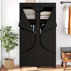 Portable Wardrobe Closet Clothes Rack Organizer for Hanging Clothing Freestanding Adjustable Storage for Bedroom Sturdy Large Capacity Non Woven Fabric summergarden