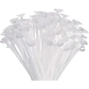 50 count Balloon Sticks Upgraded Version 12.6 Inch White Balloon Sticks Holders with Cups for Christmas Decoration, Wedding, Party, Holidays, Anniversary Decor