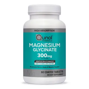 Qunol Magnesium Glycinate 300mg, 100% Glycinate Chelated Magnesium Supplement , 90ct Tablets