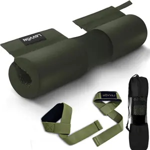 Barbell Squat Pad Set: Nylon AntiSlip Thick Foam Pad For Squats, Lunges, Hip Thrusts & Standard Olympic Weight Bar, With Wrist Straps For Weightlifting And Ankle Straps