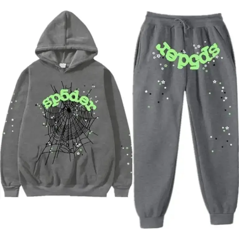 "Sp Web Graphic Hoodie & Sweatpants Set for Men & Women – Oversized Streetwear Pullover Hoodie with Jogger Pants, Casual 2-Piece Tracksuit "