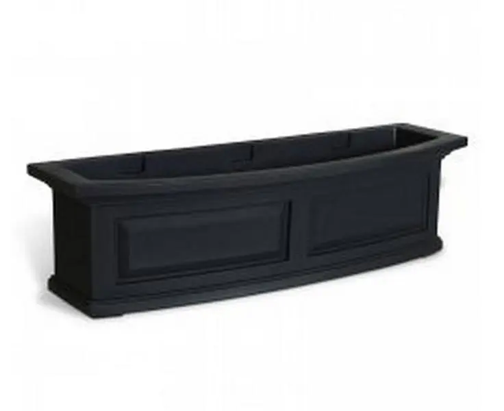 Heavy-Duty Plastic 4830B Nantucket 3 ft. Window Box - Black Ornamental Thick-Wall Design Outdoor Garden Planter for Home Improvement Projects, Heavy-Duty Plastic Window Boxes, Ornamental Window Boxes