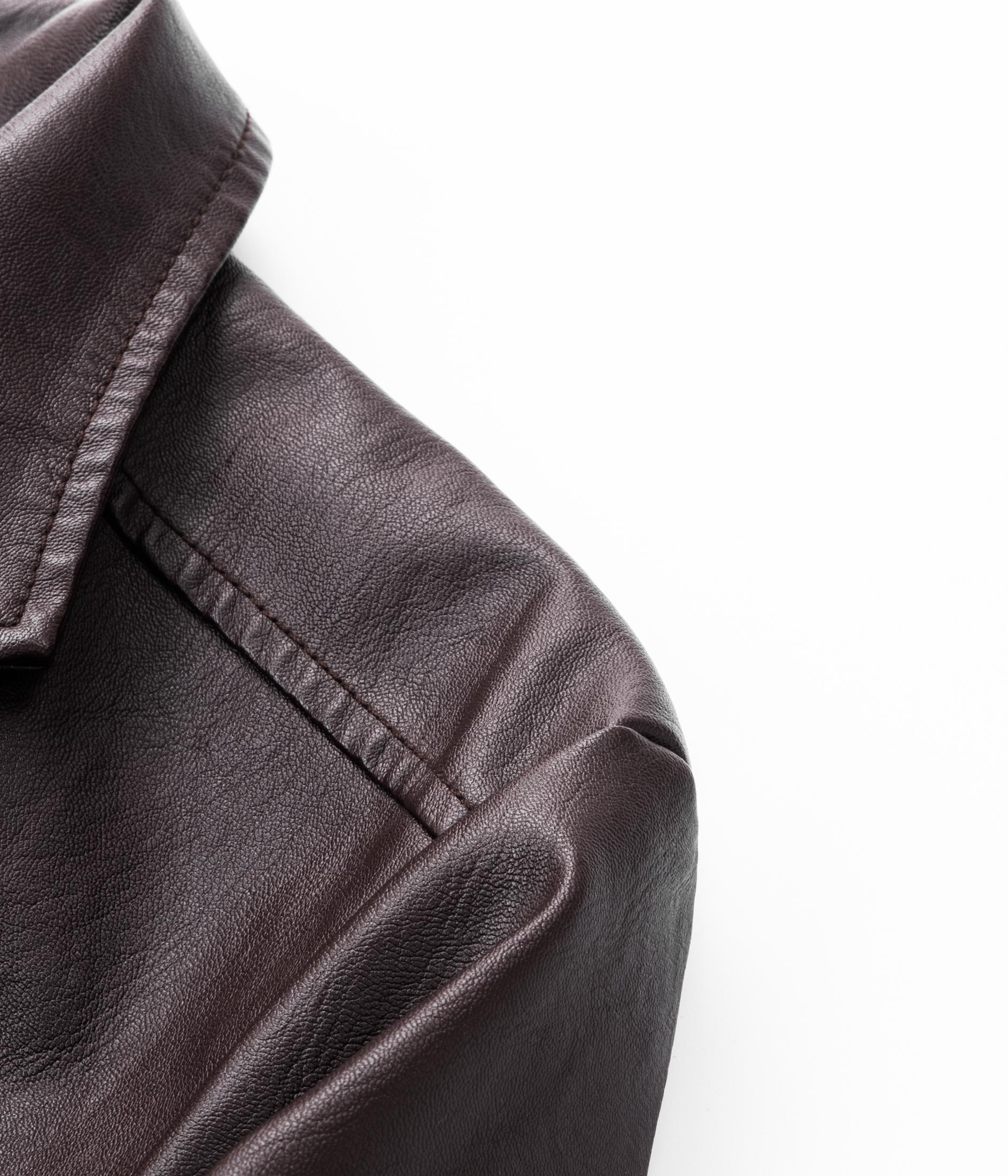 Men's Chic Faux Leather Slim-Fit Double-Button Blazer - Plain, Do Not Iron Business Casual Menswear for All-Seasons Commuting