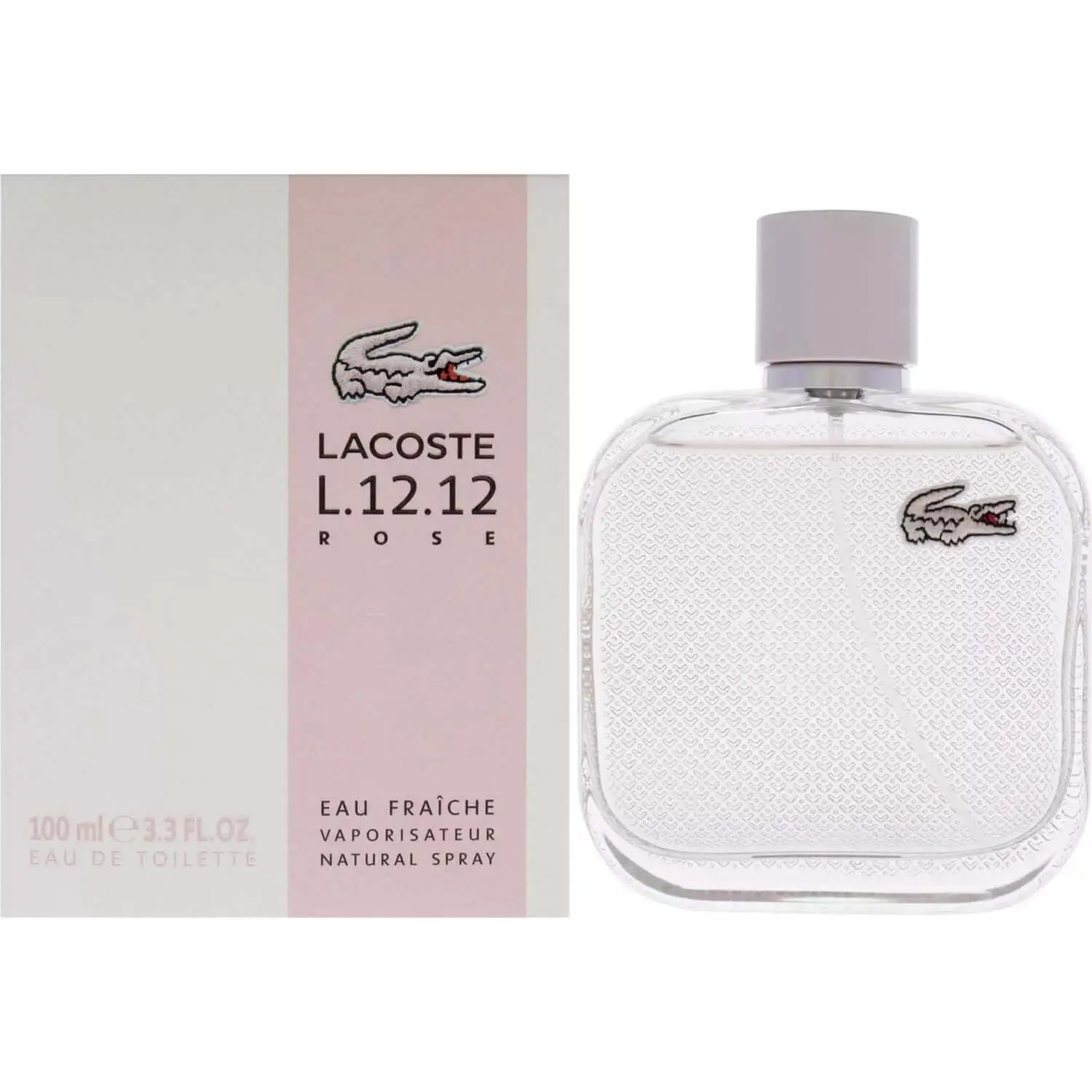 LACOSTE L.12.12 Rose Eau Fraiche Women's EDT Aromatic Fruity Fragrance - 3.3 fl oz, Grapefruit Top Note, Blackcurrant Accent, New in Box Packaged, Blackcurrant Women's Fragrance, Everyday Fragrance, Daily Use Fragrance