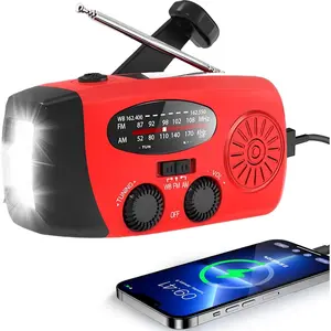 Solar Hand Crank Emergency Weather Radio,NOAA/AM/FM Portable Radio with 3 LED Flashlight 2000mAh Power Bank Cellphone Charger