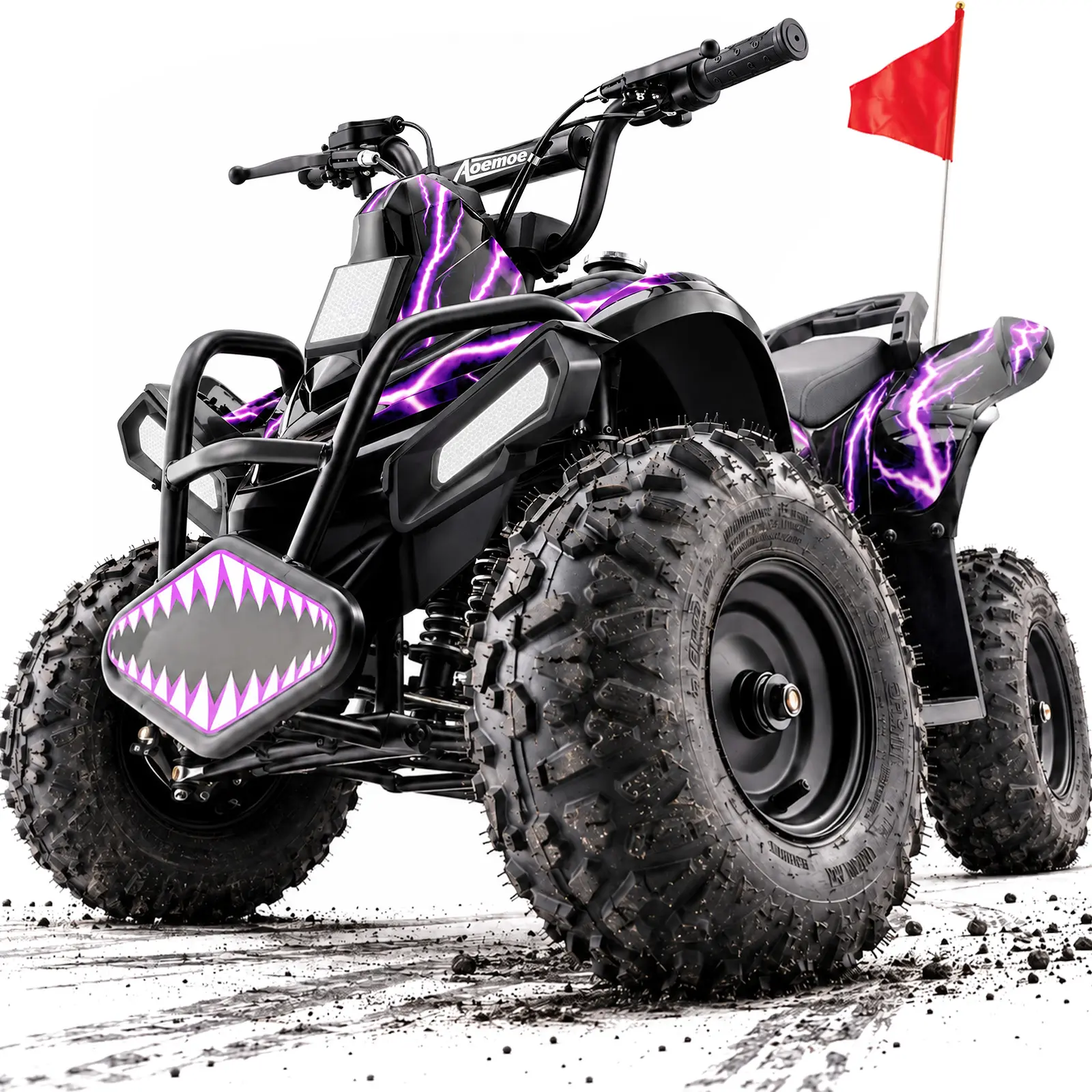 Hover Hearts Power Four Wheeler for Kids, Off-Road Quad with Parental Speed Control, Rear Disc Brake, Full Suspension, All-Terrain Tires, Up to 15 MPH