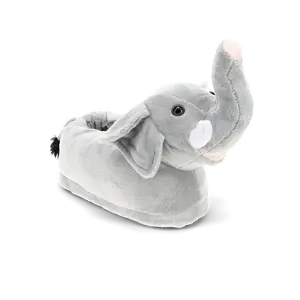 Gus the Gray Elephant Plush Animal Slippers - Adorable Design, Supreme Comfort, Non-Slip Sole, Perfect Gift for Animal Lovers