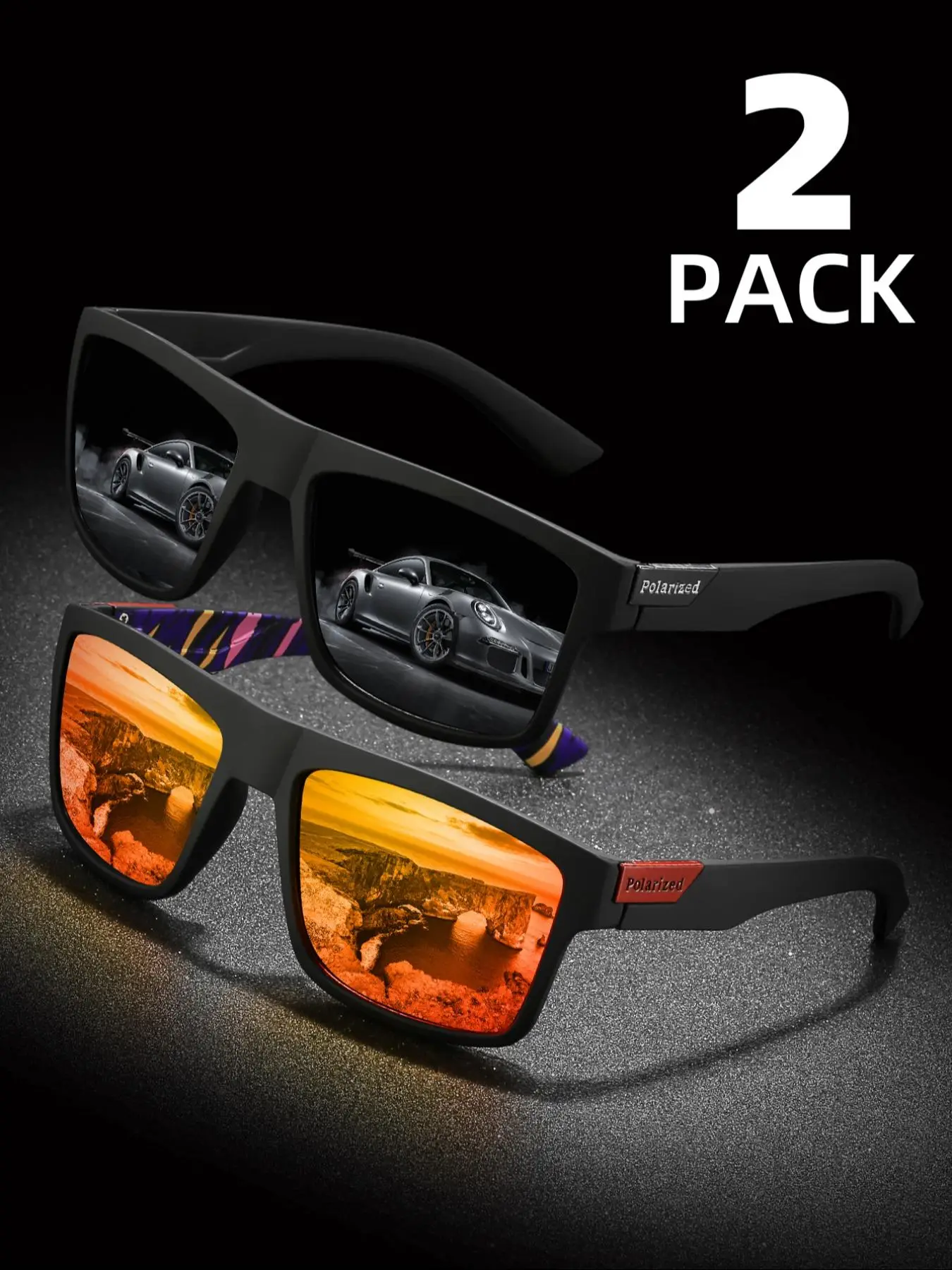 Punk Style Square Frame Tinted Lens Sunglasses (2 Pairs), Outdoor Sports Sunglasses, Summer Outfits 2024 Sunglasses for Men & Women, Travel Accessorie