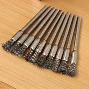 15pcs Stainless Steel Wire Wheel Brush Set with 3.17mm Shank for Rotary Tools - Ideal for Cleaning, Deburring, Polishing | Durable Metal Bristles Wire Brushes Construction Tools