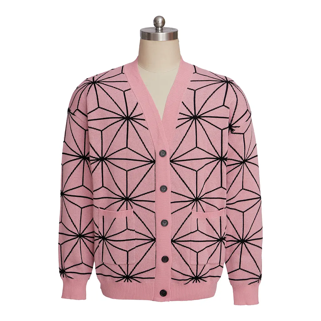 Unisex Nezuko Cosplay Cardigan Knitted Sweater Loose Students Knitwear Korean Top