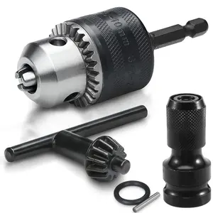 3/8” Drill Chuck Adapter | Chuck Drill for Impact Drivers with 1/4 Inch Quick Change Shank | Drill Converter Includes 1/2-Inch Adapter Wrench Socket Set for Impact Guns | Hex to Chuck Drill Bit Adapter