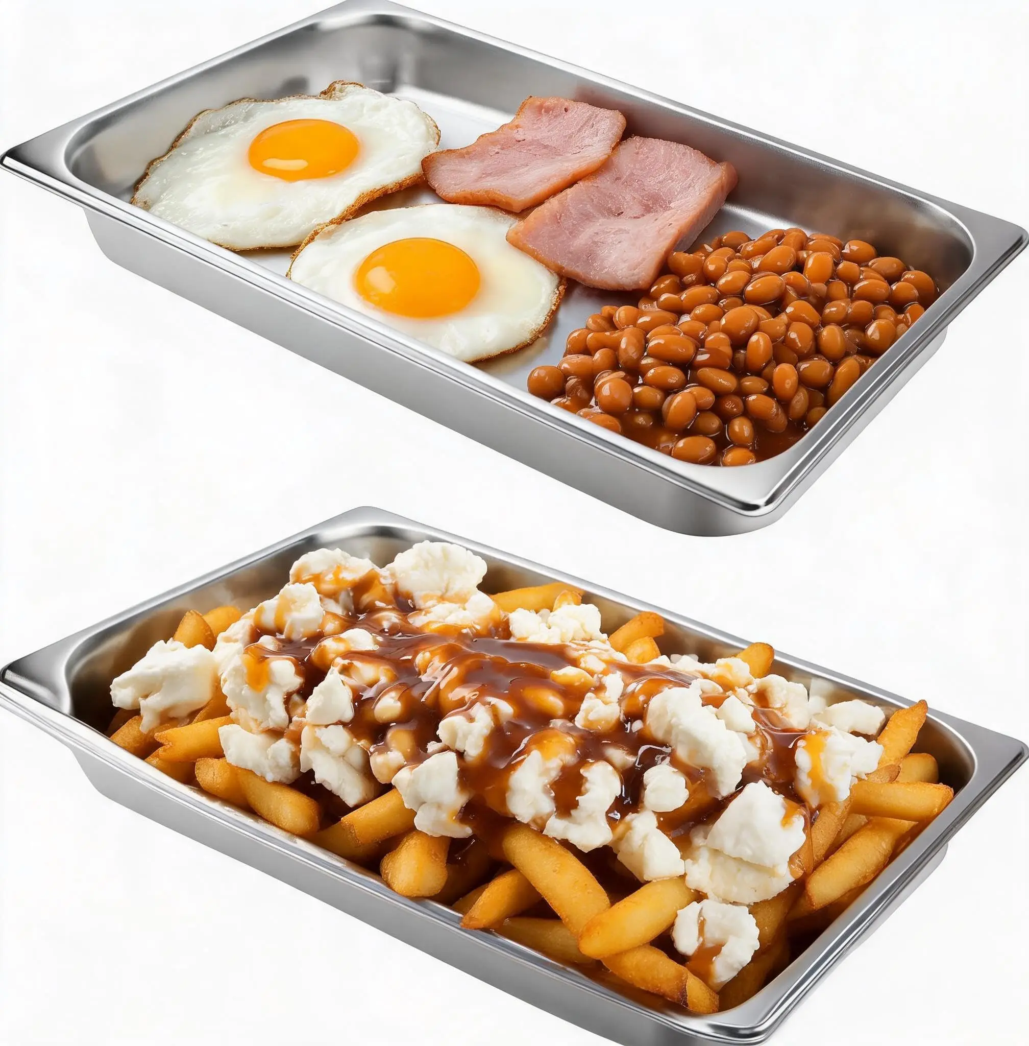 Garvee Set of 2 Food-Grade Stainless Steel Trays, Durable and Ideal for Kitchen and Buffet Use, Perfect for Serving and Food Preparation