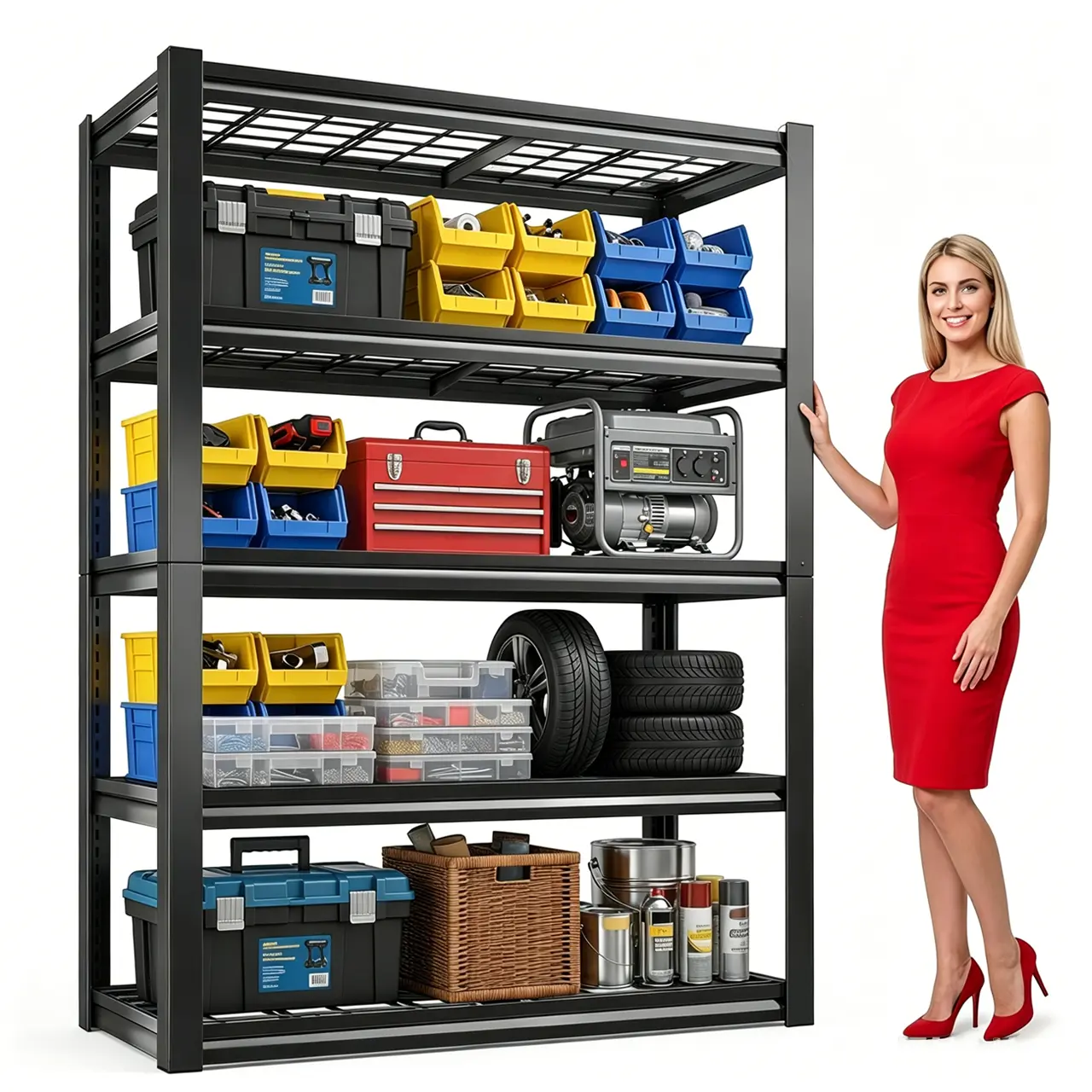 5-Tier Storage Shelving Unit Adjustable Garage Storage Shelf for Craft Warehouse Pantry Basement  Durable Steel Stand Organiser Racks