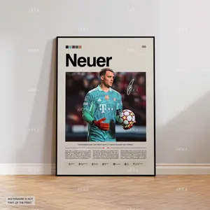 Manuel Neuer Poster, Bayern Munich Wall Art, Framed Bundesliga Soccer Décor
