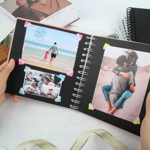 Leather Scrapbook Photo Album with Display Window, Personalized Blank Memory Book for Family Wedding Anniversary, 1 Piece