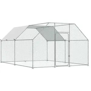 YODOLLA Large Metal Chicken Coop Run for Yard with Cover, 13x10x6.4 FT Walk-in Chicken Pen for Outdoor, Backyard, and Farm, Hen Cage House Suitable for 8-12 Chickens, Flat Roof