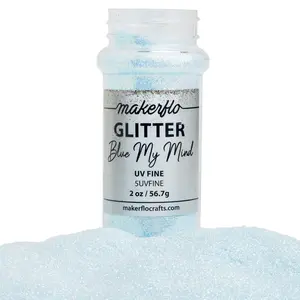 Makerflo UV Fine Glitter - Blue My Mind 2oz Shaker Bottle Glitter
