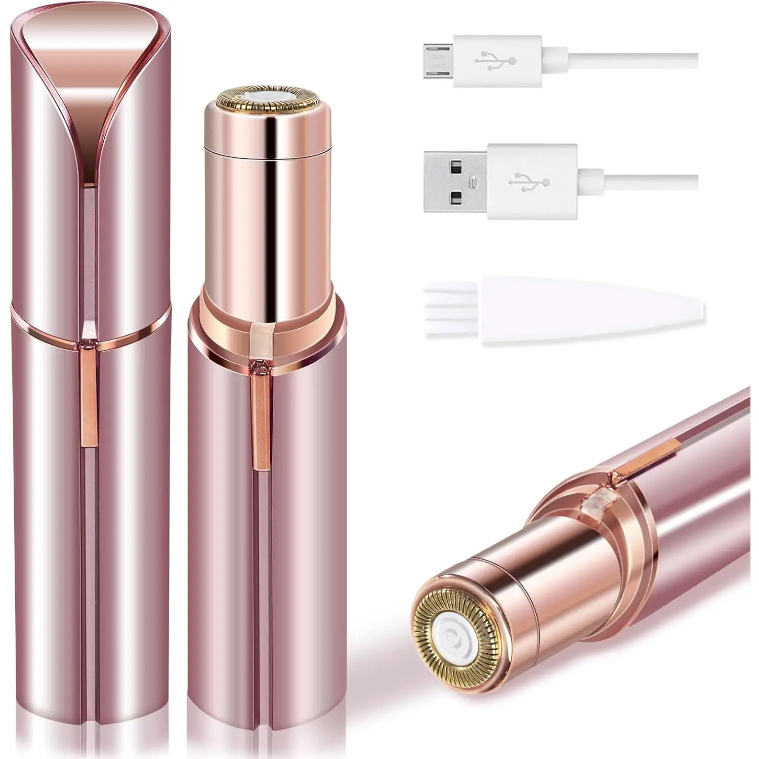 Painless Facial Hair Remover for Women, Cruelty Free Trimmer for Face, Lip, and Peach Fuzz, USB Rechargeable Lipstick-Sized Beauty Tool