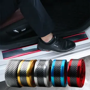 Car Door Sill Protector Anti Scratch Film Carbon Fiber Sticker Rubber Strip Threshold Guard for SUV Sedan Truck Universal Fit Easy Install