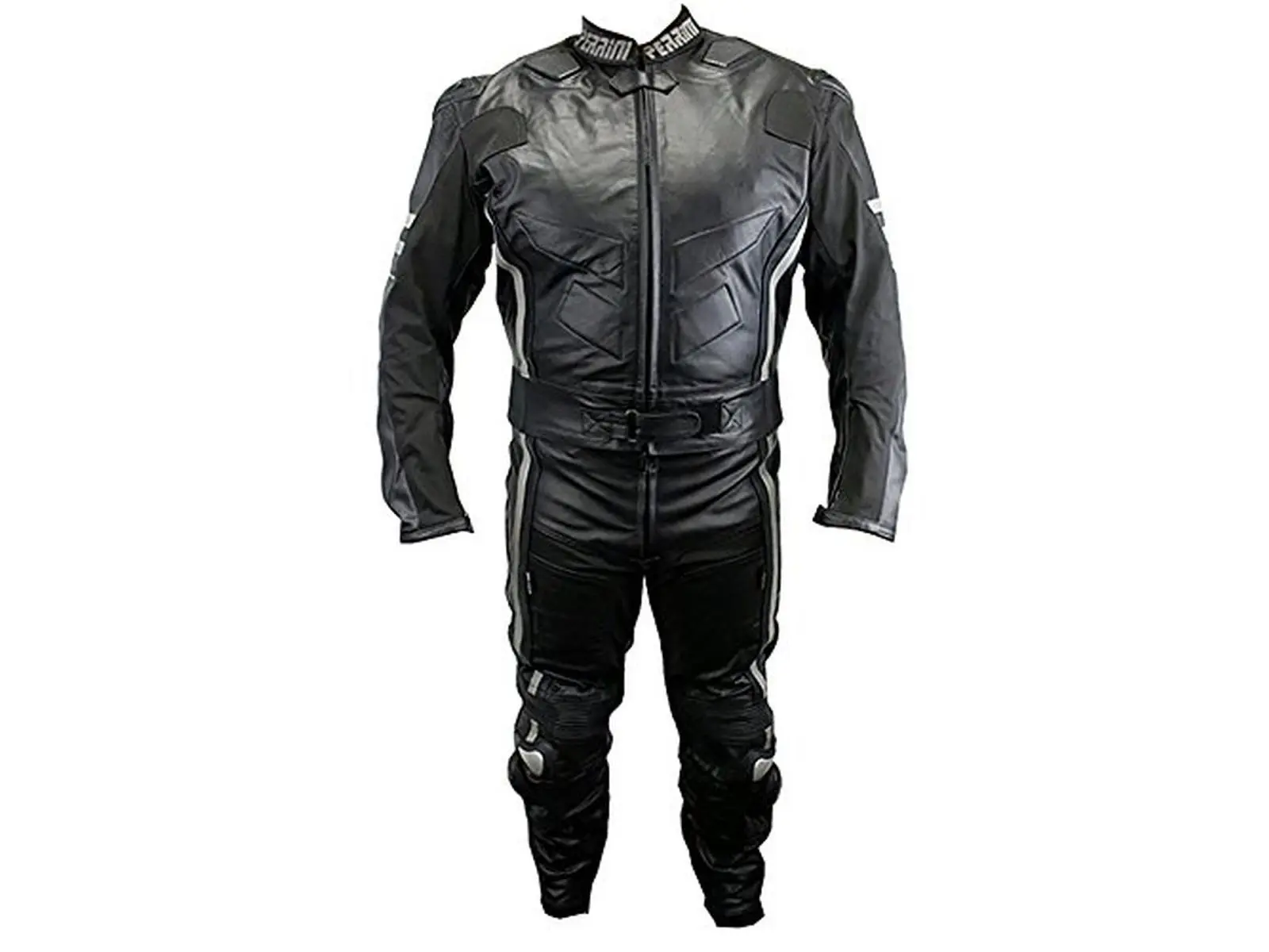 Perrini Ghost II 2-Piece Motorcycle Racing Leather Suit (Size 46, 364-46) - YKK Zippers, Metal Waist Zipper, Abrasion Resistance, CE Approved Paddings, Cloth Hook and Eyes, DuPont Kevlar, Cloth Hook And Eyees, Ease Of Movement, Knee Pucks, Leather Stretch
