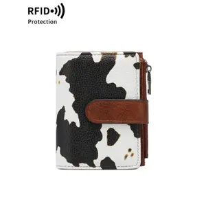 2026 New Women's Cow Print Zip-Closure Bifold Wallet, Multi-Compartment Casual Exquisite All-Match Luggage Accessory, Ideal Birthday Gift for TikTokShop Users, Wallets