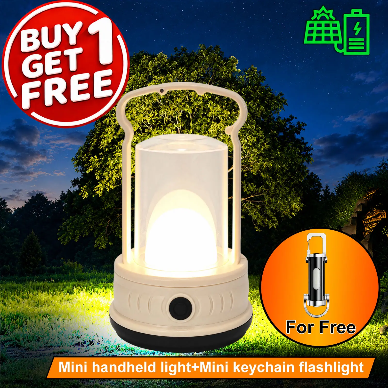 Buy 1 Get 1 Free (Total 2pcs) Multifunctional Solar LED Flashlight, COB Side Light, USB Rechargeable Handheld Searchlight with Power Display, Portable Emergency Lantern for Camping, Hiking, Gifts