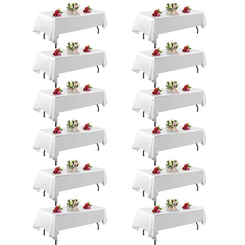 EMBER Tablecloths [ 6/10/12 Pack ] - Multi-Size Rectangular & Round Table Covers | Spill-Proof & Easy-to-Clean Polyester Fabric for Wedding, Banquet, Event, and Party Decor