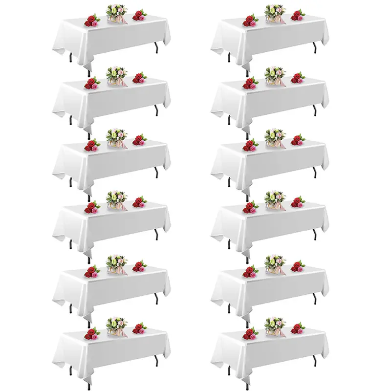 EMBER Tablecloths [ 6/10/12 Pack ] - Multi-Size Rectangular & Round Table Covers | Spill-Proof & Easy-to-Clean Polyester Fabric for Wedding, Banquet, Event, and Party Decor