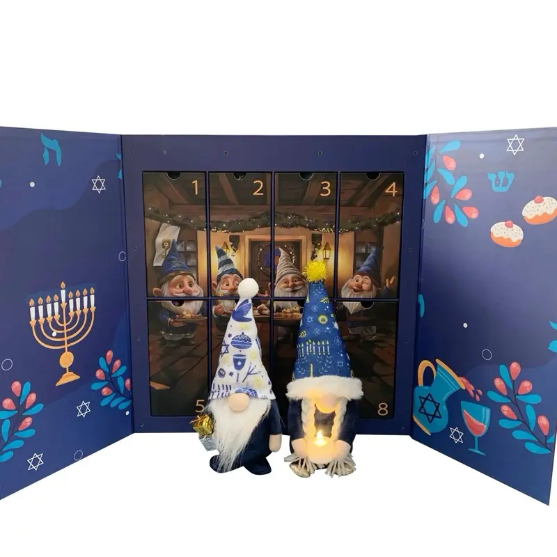 Large Handmade Hanukkah Gnome Countdown Calendar - Festive Holiday Decor Centerpiece, Thoughtful Gift for Cherishing Memories & Upholding Traditions