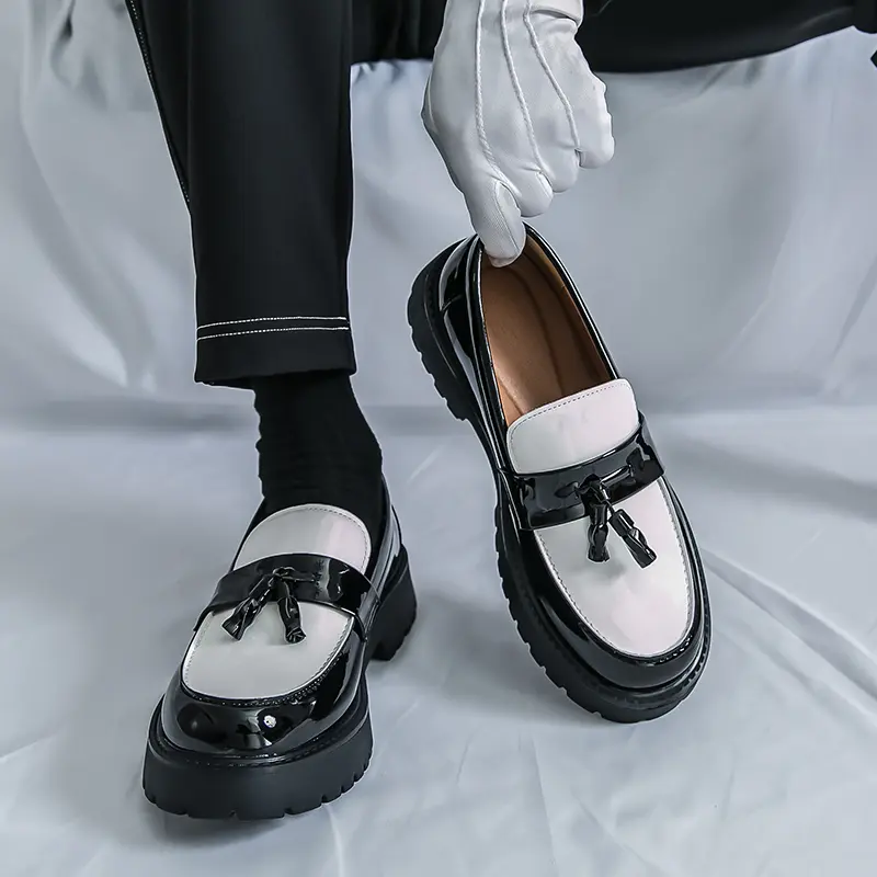 Men's Summer Fashionabl e Casual Tassel DecorPuLeather Slip-on Shoes, Tassel LoaferslMen, Simple Design Elegant Plain Round Toe Loafers, BusinessStyle Temperament Flats for Daily Wear, Tassel IShoes, Valentine's Day, Gift for Him tiktokshopsp Boy Walking