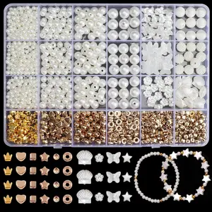 900pcs Abs Imitation Pearl Beads, Perfect for Jewelry Making, Bracelets, Necklaces, Earrings, Keychains & DIY Crafts