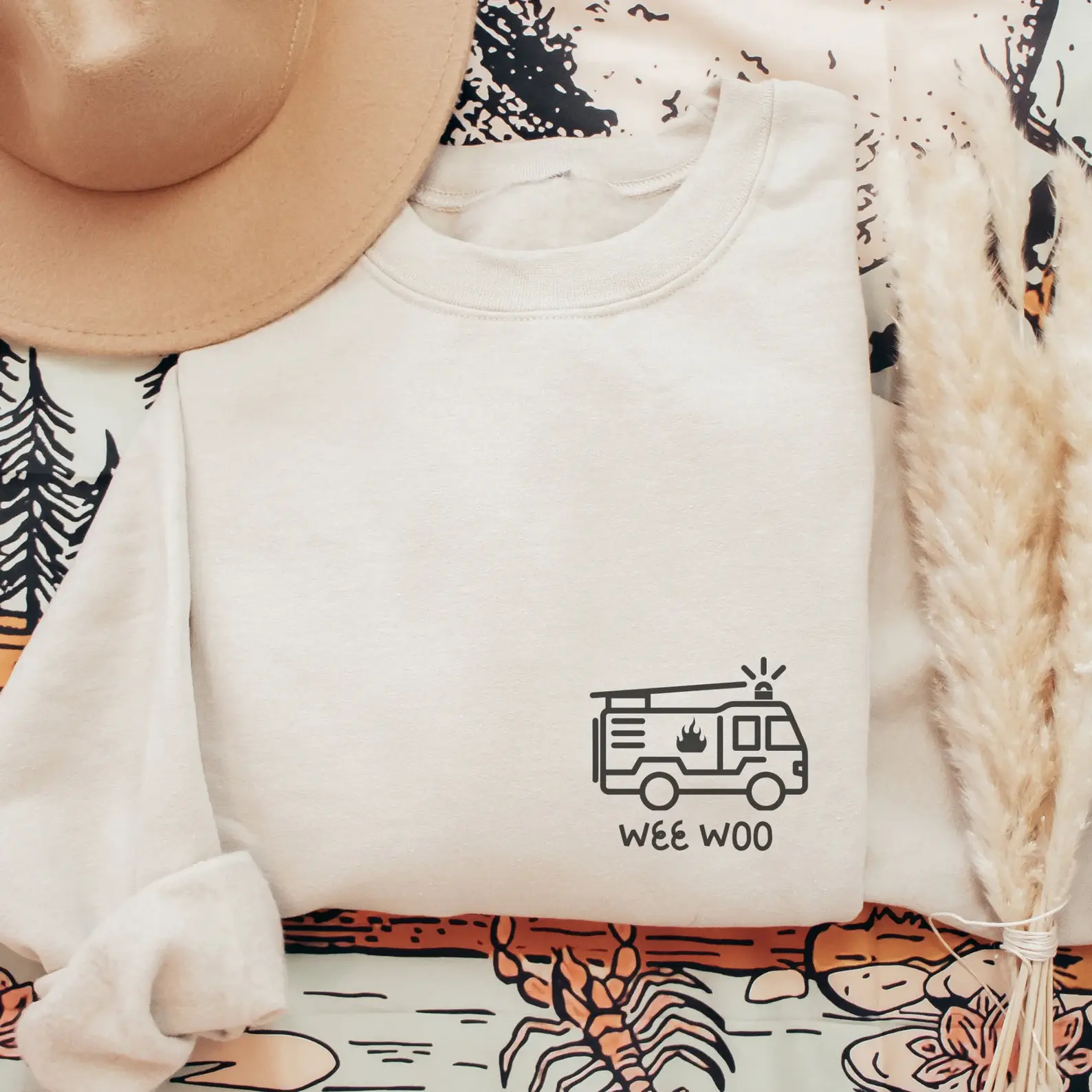 Fire Fighter Sweatshirt, Wee Woo FireTruck Crewneck, Fire Truck Shirt, First Responder Sweatshirt, Fire Fighter Gift