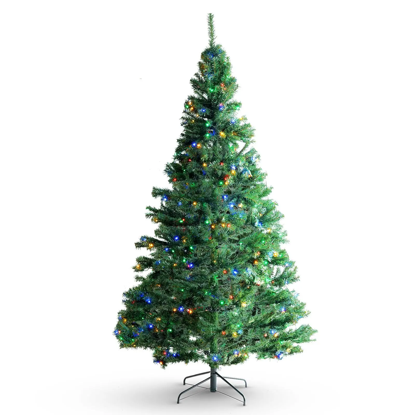 【summerfinds】VEVOR Christmas Tree, 6.5ft Prelit Artificial Xmas Tree, Full Holiday Decor Tree with 450 Multi-Color LED Lights, 1227 Branch Tips, Metal Base for Home Party Office Decoration Tested to UL Standards Set Magical
