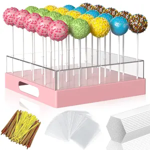Cake Pop Stand,25 Holes Clear Cake Pops Display Holder,Cake Pop Sticks Kit, Candy Pop Holder,cake pop mold for Party,Wedding,Birthday