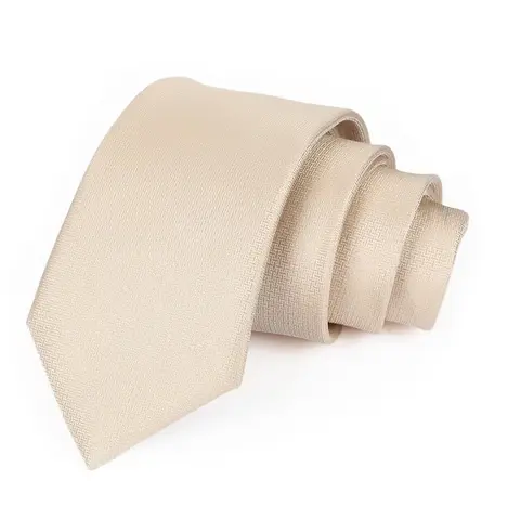 Men's Light Champagne Woven Necktie - Classic Solid Formal Tie for Wedding Business Party 58"