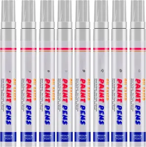 White  Markers, 8 Pack Oil-Based  Quick Dry and Permanent  Pen Set for Rocks Painting, , Plastic, Canvas, Glass, Mugs, Metal, Tire, Stone, DIY Craft