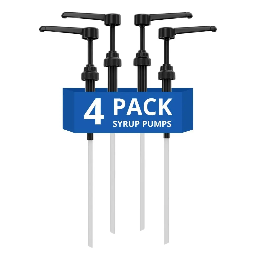 Coffee Syrup Pump Compatible with  24 oz - 25 onces/Monin 1Liter Bottle/ 750ml Bottles - Multipurpose Soap Oil Dispenser Pumps Set of 4 (4 Pack)