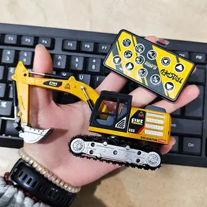 1:64 Remote Control mini Excavator, RC Construction Vehicle, Remote Control Alloy Construction Vehicle Toys with Lights & Sounds, Christmas Gifts for Kids