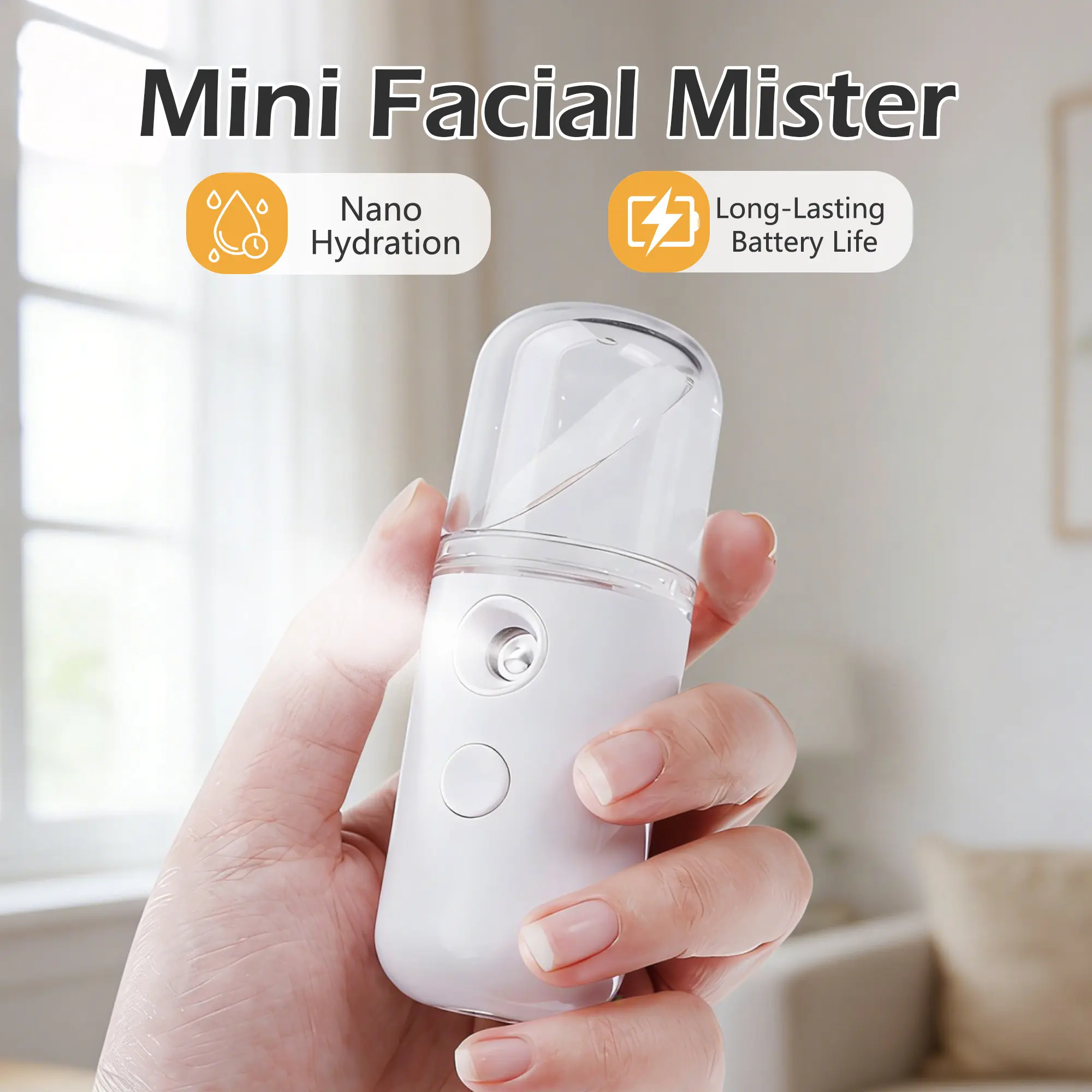 1 Count mini hydrating device, Small Portable Humidifier with Rechargeable Design for On-the-Go Skincare