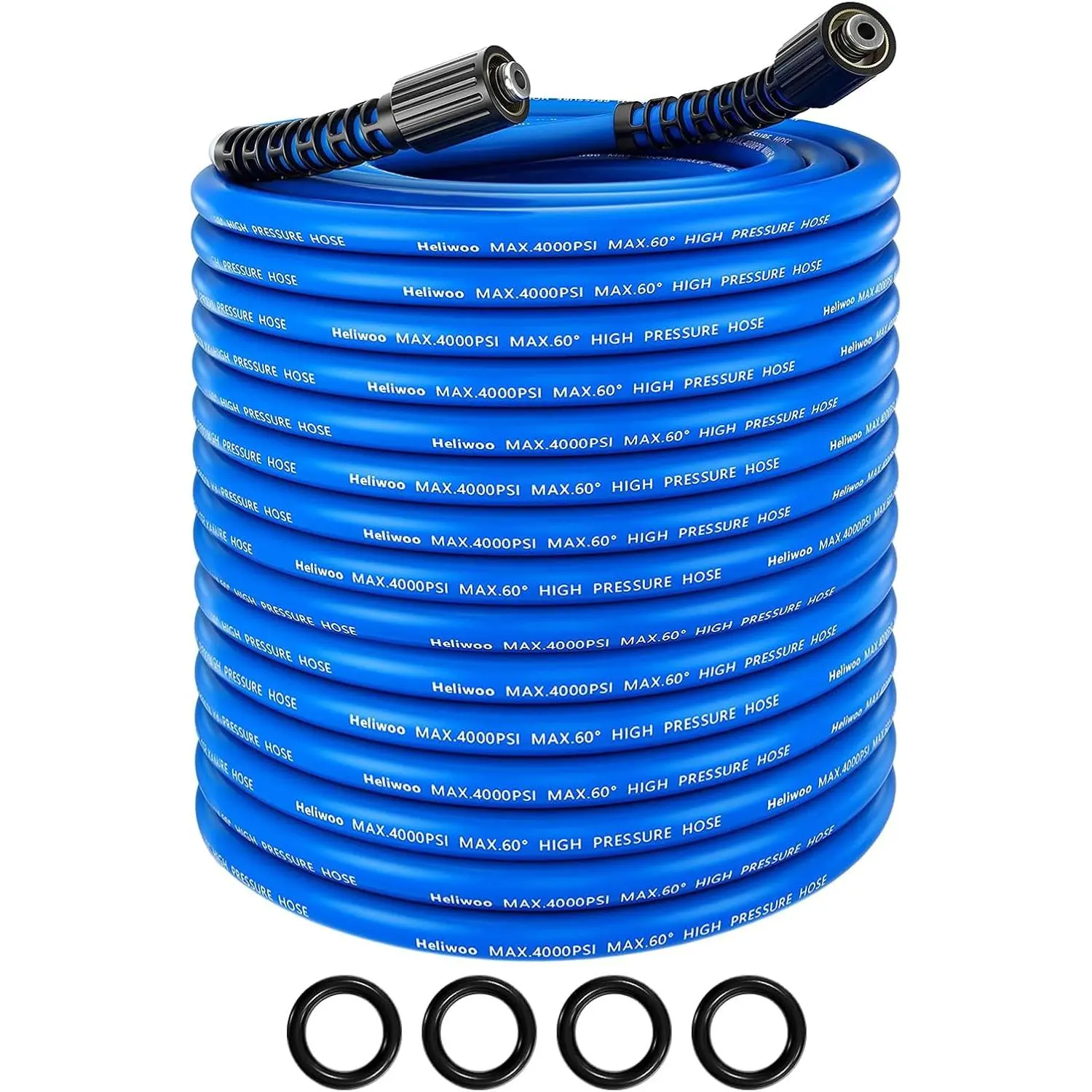 Pressure Washer Hose, 50 FT 1/4 Inch, Kink Resistant Pro-Flexible 4000 PSI Replacement Extension Hose for Electric Power Washers