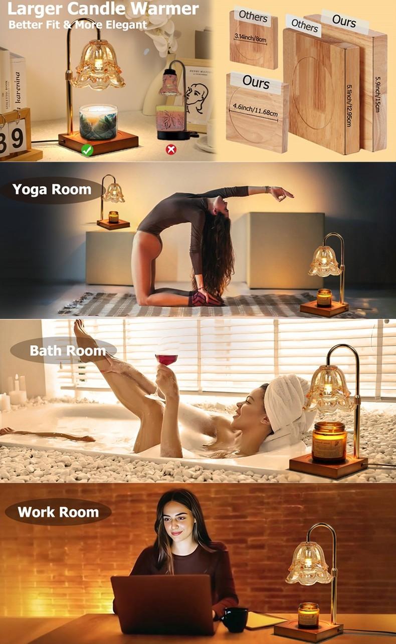 Gold Floral Wax Melt Lamp with Timer & Adjustable Base, Safe Flameless Candle Warmer for Long-Lasting Fragrance & Home Aesthetic