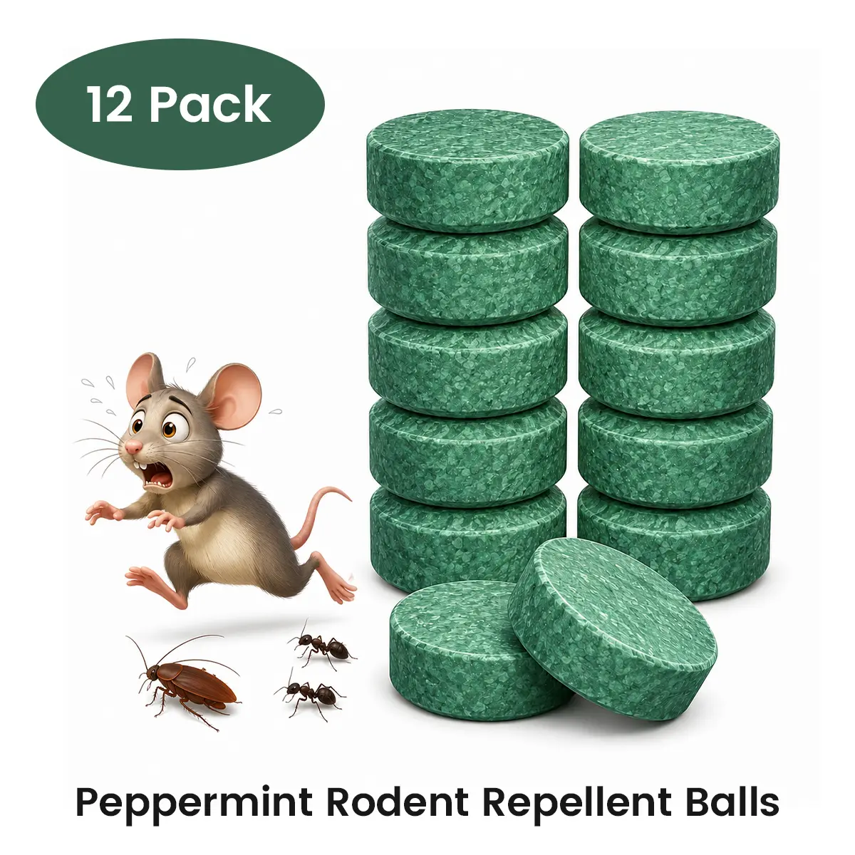12-Pack Natural Burlap Peppermint Oil Scent Rodent Repellent Balls, Pesticide-Free Pet-Friendly Peppermint Pest Repellent for Indoor Insect Control, Home & Garage Use, Peppermint Pest Repellent Indoor Insect Control