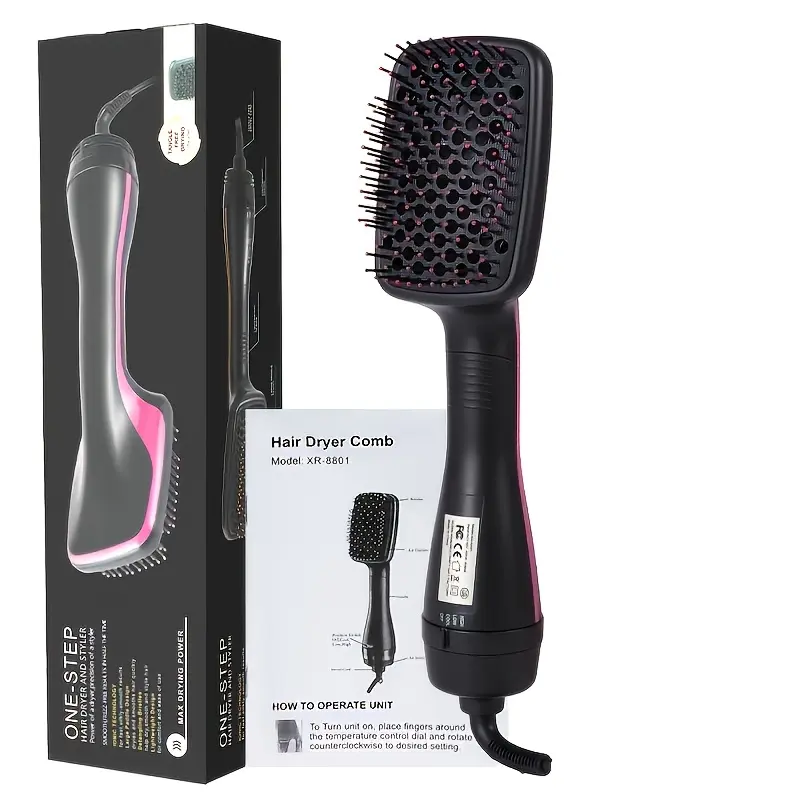 110V 3 in 1 Multifunctional Anion Hair Dryer Brush Comb Styler Hairdressing Tool US Plug