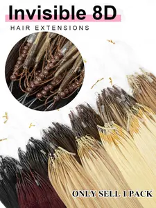 50pcs Invisible Nano Rings Microlinks Hair Extensions, 100% Human Hair Loop Clips, 12-20 Inches, No Trace, Natural Look, Easy to Use