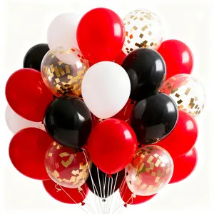 PartyWoo Red and Black Balloons 66pcs 12 Inch Matte Black Red White Confetti Balloons for Graduation Men Birthday Wedding Anniversary Bachelorette Racing Car Casino Retirement Party Decorations