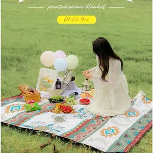Waterproof Picnic Blanket 200x200CM Large Beach Blanket Outdoor Picnic Mat Beach Mat With Carrying Handle for Camping Beach