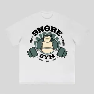 😴[100% Cotton][Graphic Tee]Vintage Snorlax Gym Tee with Snore Graphic, Unisex Anime Streetwear for Men & Women, Casual Short Sleeve Everyday Outfit, Meme Statement Shirt, Fun & Playful Snorlax Graphic Tee, Trendy Humor Shirt for Fans & Collectors