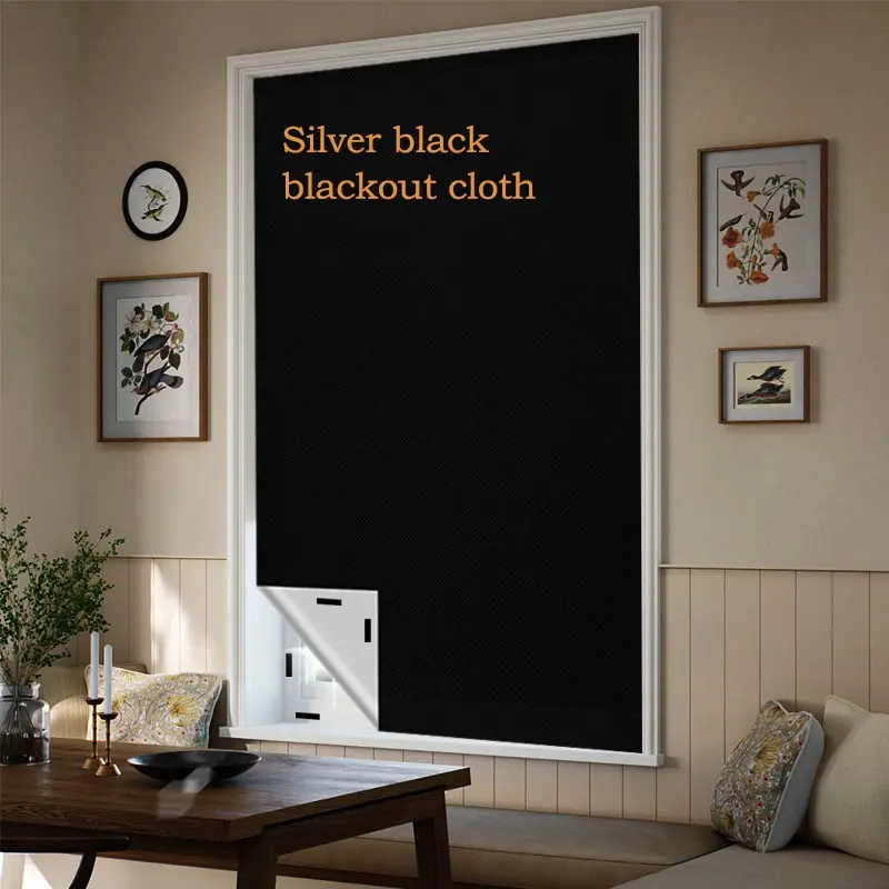 Silver black full blackout cloth Window Blackout - | 1.45-1M/57.09-39.37inch | 1.45-2M/57.09-78.74inch | 1.45-3M/57.09-118.11inch - suitable for bedrooms, living rooms, dormitories, and travel - modern style blackout cloth, 3 sizes to choose from