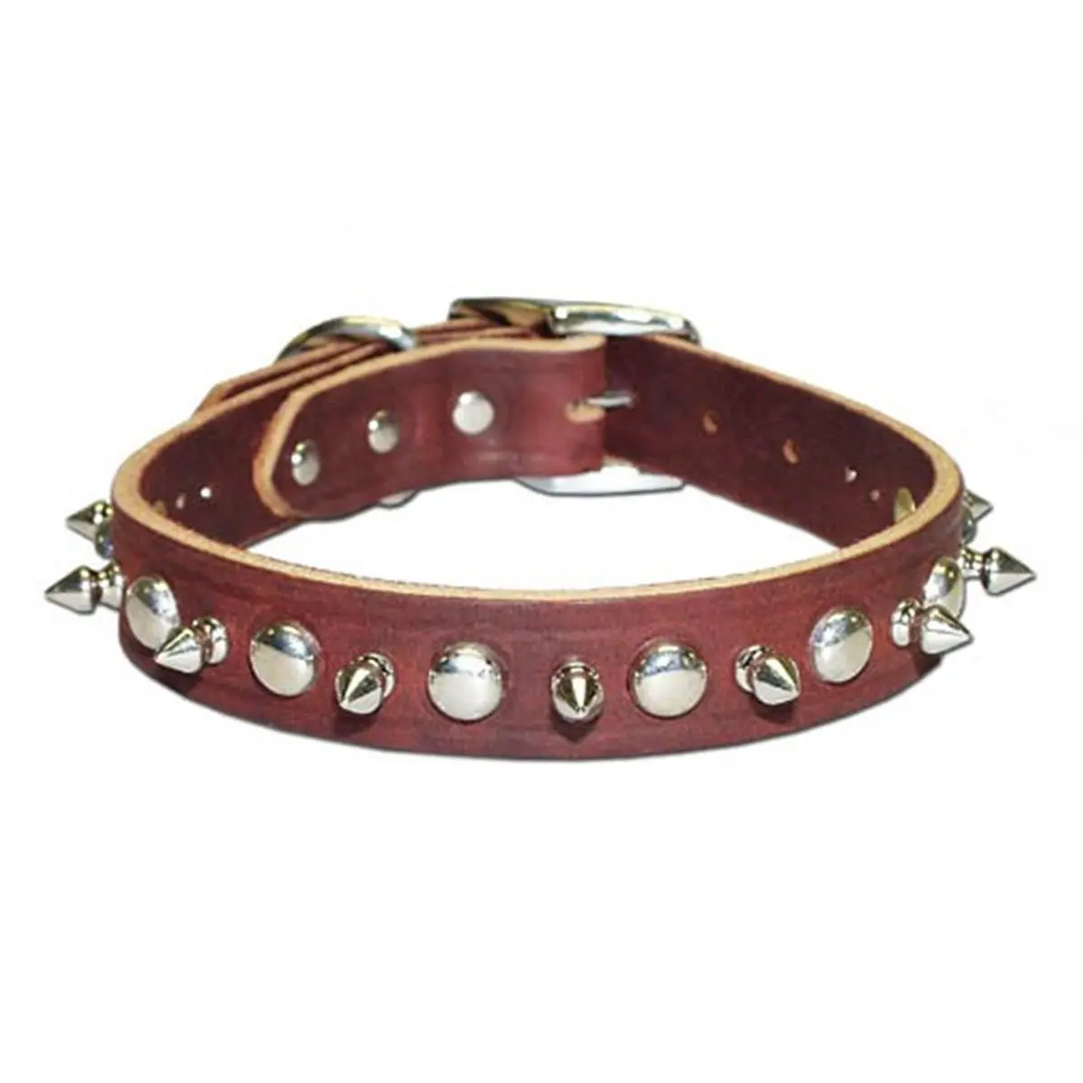 Leather Brothers Inc. 6079-BK10 - Black Signature Leather Spike and Stud Dog Collar - Size 10